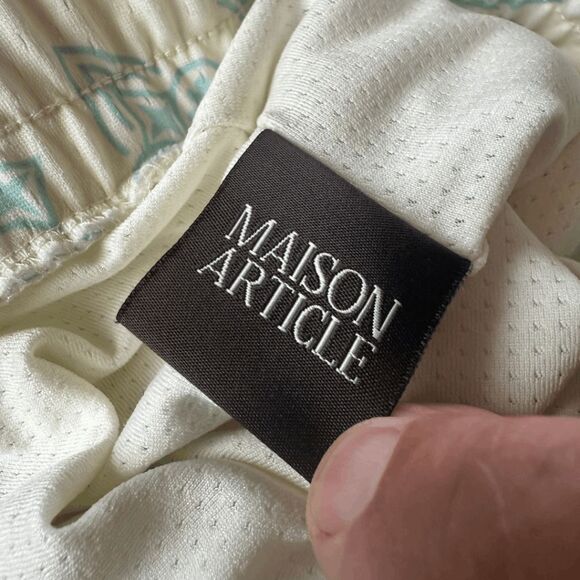 Maison Article Men's Paisley Lined Drawstring‎ Athletic Shorts Blue White Large - Picture 8 of 11